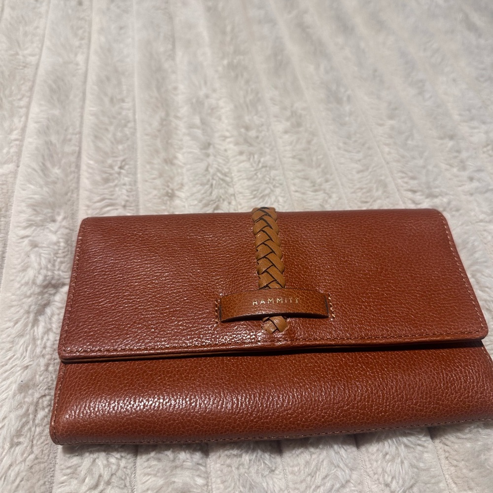 Hammitt Tan Leather Clutch with Braided Detail